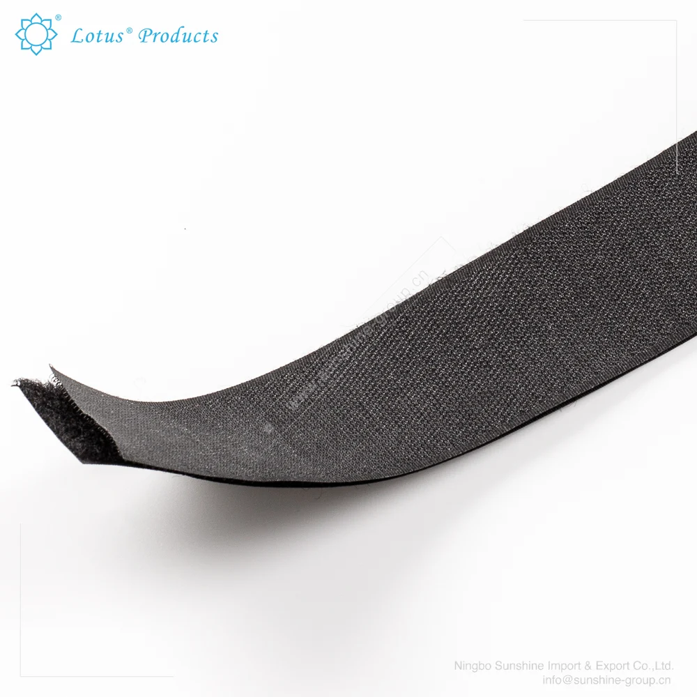 Ningbo sunshine import and export co., ltd. | lotus brand white or black color 12 - 100mm width grad a nylon hook and loop