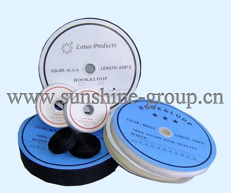Ningbo sunshine import and export co., ltd. | customized hook loop magic tape for clothes 100% nylon colorful hook and loop