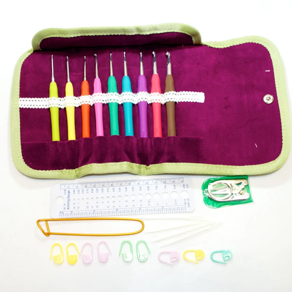 Ningbo sunshine import and export co., ltd. | mixed color knitting needle crochet hook soft tpr crochet hook set