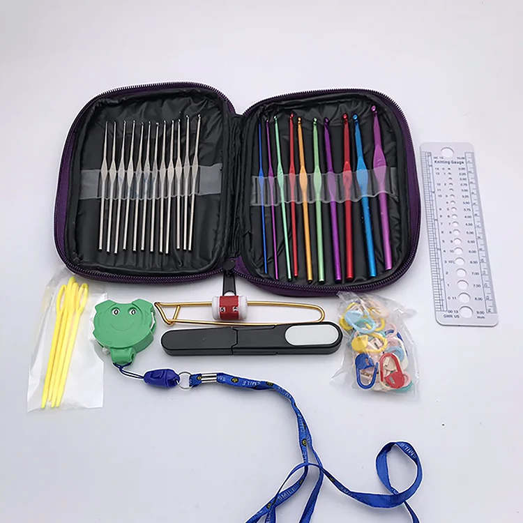 Ningbo sunshine import and export co., ltd. | seller 57pcs pu bag knitting accessory kit crochet hook set
