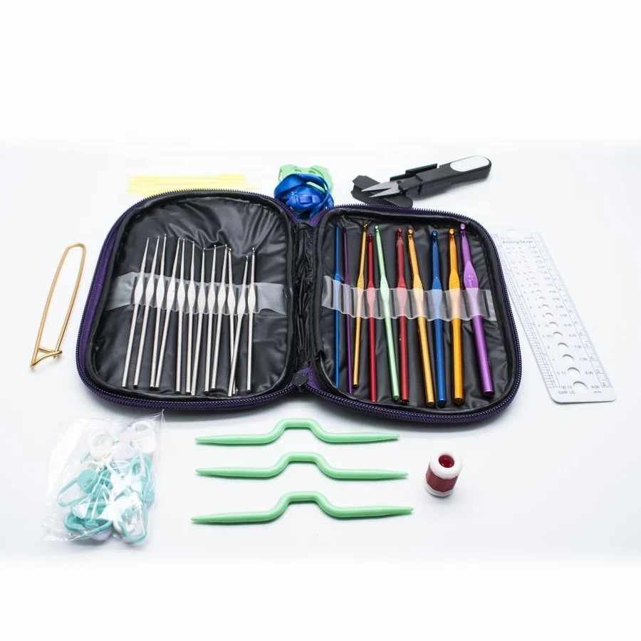 Ningbo sunshine import and export co., ltd. | candy crochet hook with purple plastic circular knitting needles set