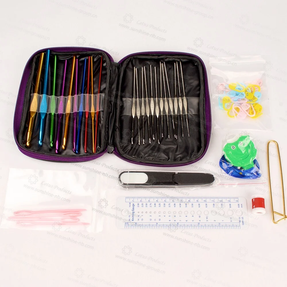 Ningbo sunshine import and export co., ltd. | aluminum crochet hooks set knitting needle crochet hook