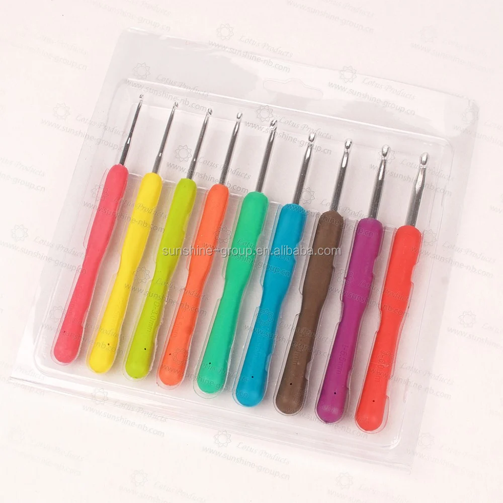 Ningbo sunshine import and export co., ltd. | new designed knitting needle 9pcs/set soft tpr crochet hook set