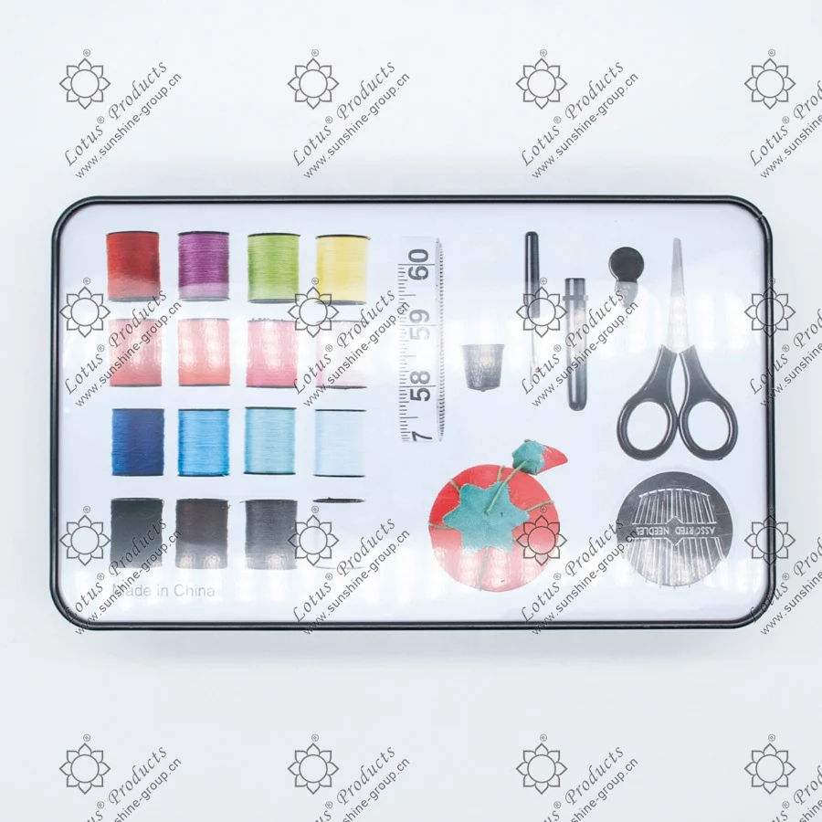 Ningbo sunshine import and export co., ltd. | travel metal tin box sewing kit with sewing accessories
