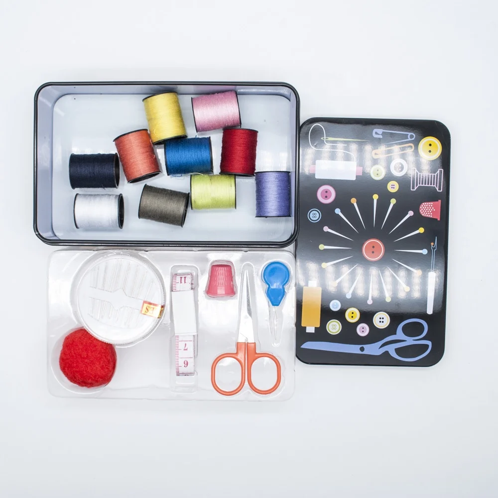 Ningbo sunshine import and export co., ltd. | travel metal tin box sewing kit with sewing accessories