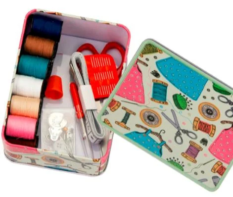 Ningbo sunshine import and export co., ltd. | portable metal tin box sewing kit for kid with 53pcs all craft accessories