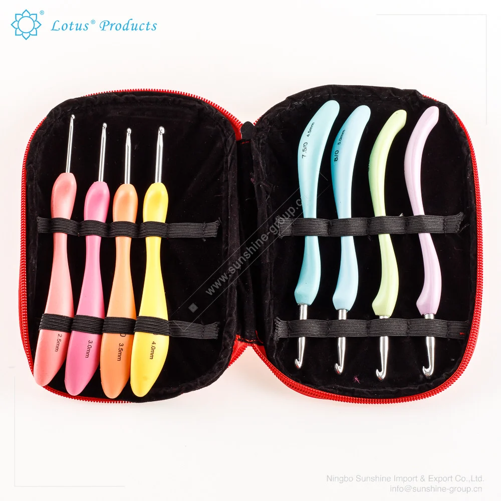 Ningbo sunshine import and export co., ltd. | 8pcs tpr crochet hook kit, aluminum crochet needles packed with bag
