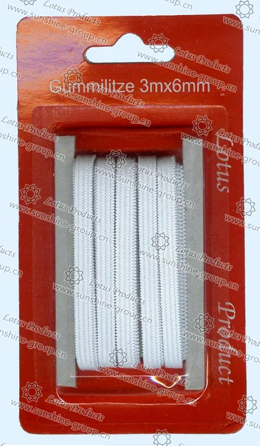 Ningbo sunshine import and export co., ltd. | 6mm elastic tape with paper card packing