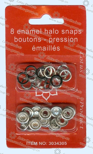 Ningbo sunshine import and export co., ltd. | 8 enamel halo snaps buttons in black