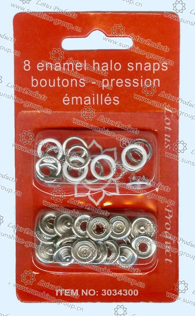 Ningbo sunshine import and export co., ltd. | 8 enamel halo snaps buttons in white