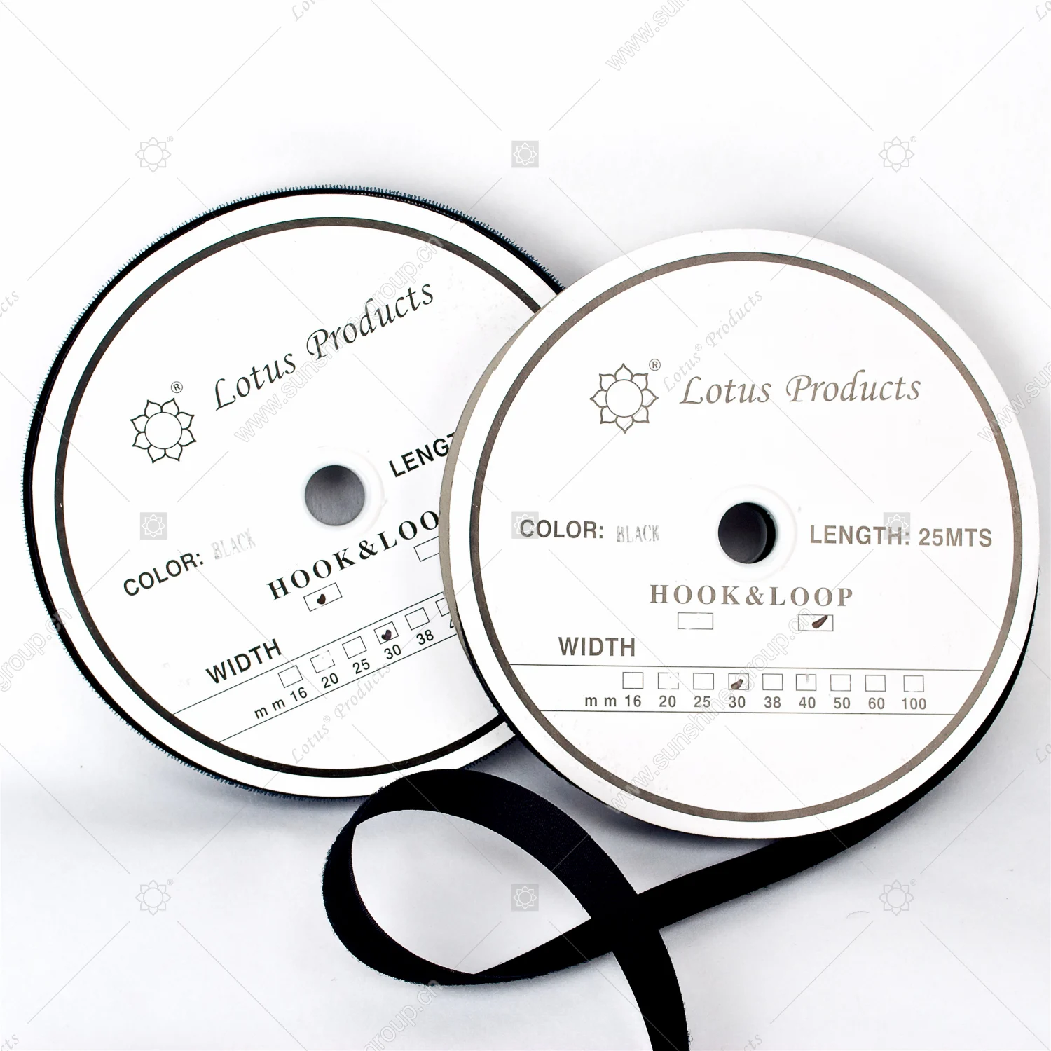 Ningbo sunshine import and export co., ltd. | lotus brand white or black color 12 - 100mm width grad a nylon hook and loop