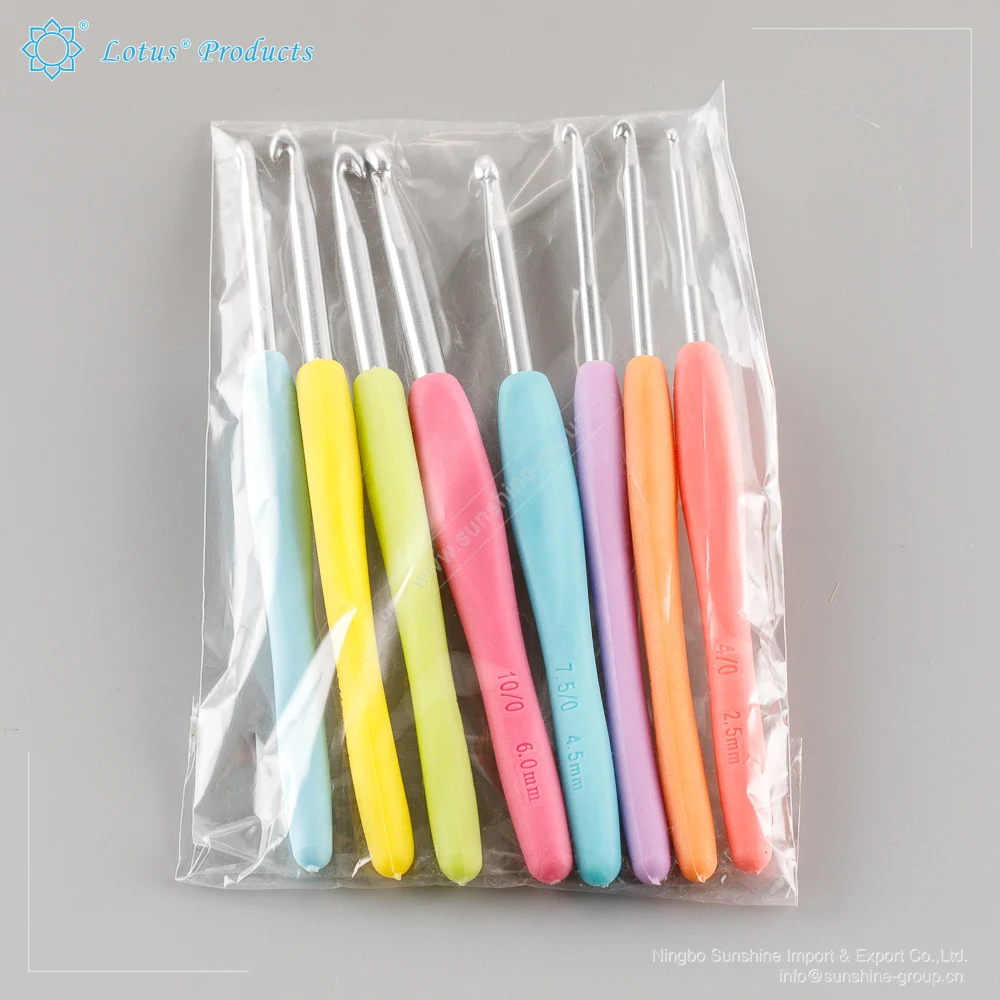 Ningbo sunshine import and export co., ltd. | 12pcs/set aluminum needle and tpr handle crochet hook for diy knitting