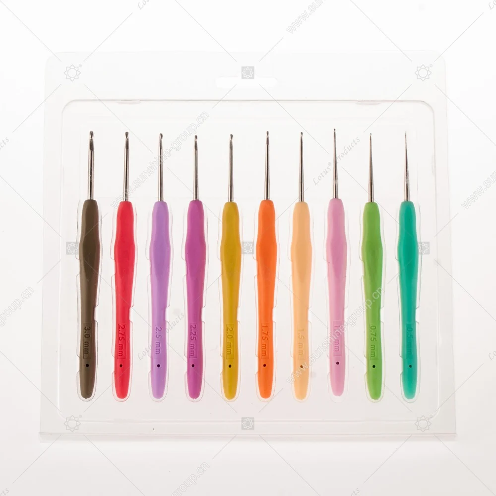 Ningbo sunshine import and export co., ltd. | size metal hook crochet template kit tpr aluminum knitting needles sets