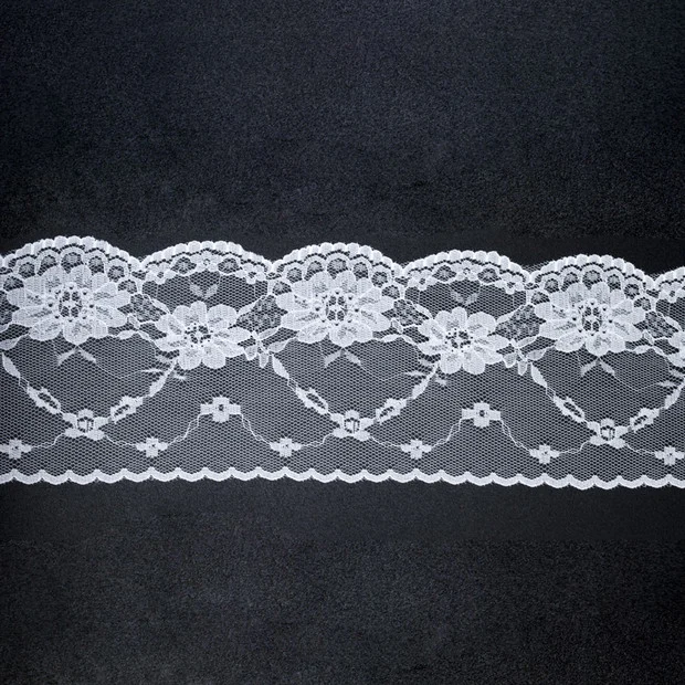Ningbo sunshine import and export co., ltd. | white flower bordered jacquard stretch lace fabrics-046