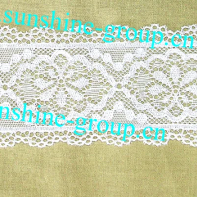 Ningbo sunshine import and export co., ltd. | white flower bordered jacquard stretch lace fabrics-013