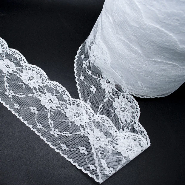 Ningbo sunshine import and export co., ltd. | white flower bordered jacquard stretch lace fabrics-046