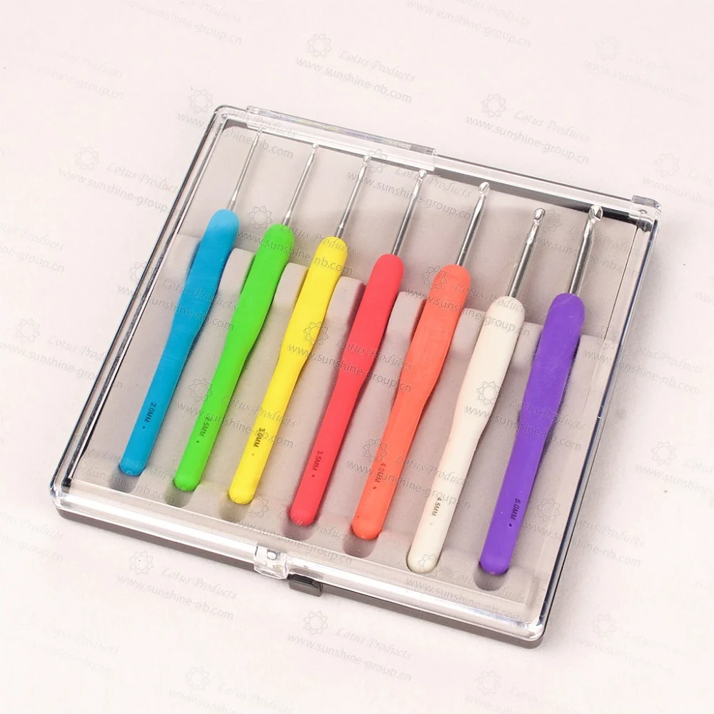 Ningbo sunshine import and export co., ltd. | soft rubber handle crochet hooks, 9 pcs aluminum crochet hook set