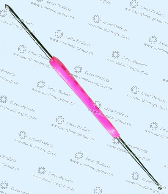 Ningbo sunshine import and export co., ltd. | steel crochet hook plastic handle 1.0 & 2.0 pink